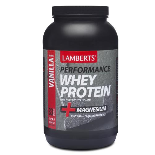 Lamberts Performance Whey Protein Powder Magnesium Πρωτεΐνη Ορού Γάλακτος σε Σκόνη, με Υπέροχη Γεύση & Προσθήκη Μαγνησίου 1000g - Vanilla